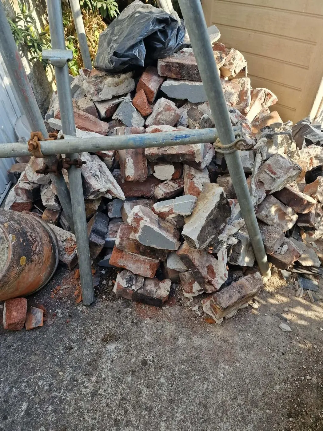 Pile of bricks and rubble ready for collection